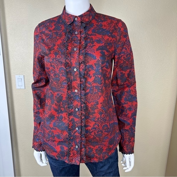 J. Crew Collection Shirt 2 Scallop Ruffle Button Up Perfect NWT - Picture 5 of 17